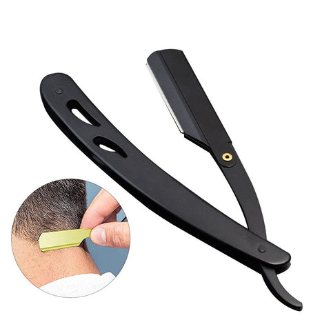 Men Shaving Barber Tools Hair Razor Beard Blades Antique Black Folding Shaving Knife Stainless Steel Straight Razor Holder Tools