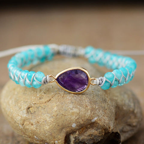 Exquisite Amethysts Charm Wrap Bracelets Semiprecious Stone String Braided Macrame Friendship Bracelet Femme Women Jewelry
