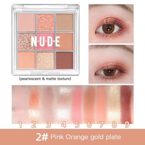 Peach Eyeshadow Palette 9 Colors Matte Eye Shadow Palette Waterproof Long-lasting Glitter Eye Shadow MakeUp Korea Cosmetics