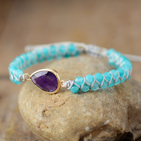 Exquisite Amethysts Charm Wrap Bracelets Semiprecious Stone String Braided Macrame Friendship Bracelet Femme Women Jewelry