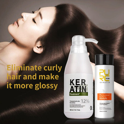 PURC 300ml Keratin Hair Treatment Purifying Shampoo Sets Make Hair Straightening Shinning Hair Scalp Treatment