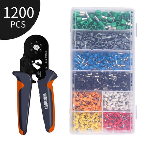 Christmas gift Hexagonal Sawtooth Self-Adjustable Ratchet,Ferrule Crimping Tool Kit, Crimper Kit with 400/800/1200/1800/1900pcs Wire Terminals