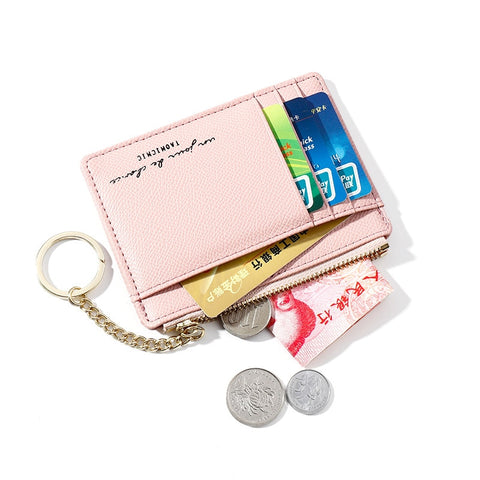 New Women Wallets Zipper PU Leather Coin Purse Mini Key Chain Small Wallet Multi-card Bit Card Holder Card Holder