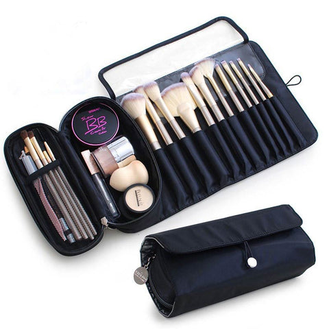 Women Cosmetic Bag Roll Up Makeup Bag Cosmetics Organizer Travel Portable Multi-functional Make Up Brush Bag Storage For Girls