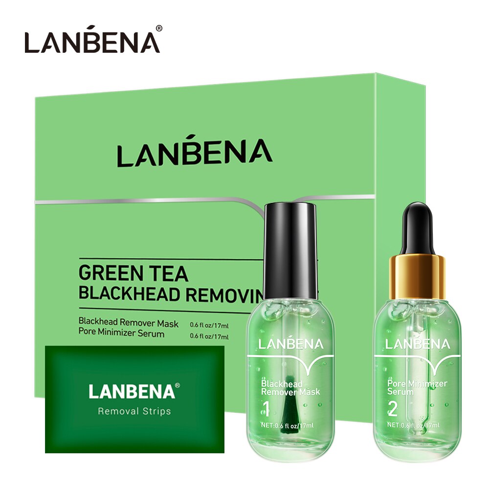 LANBENA Blackhead Remover Serum Set Professional Blackhead Removal Mask Face Nose Skin Essence Cleaning Pores Shrinking Pore Kit