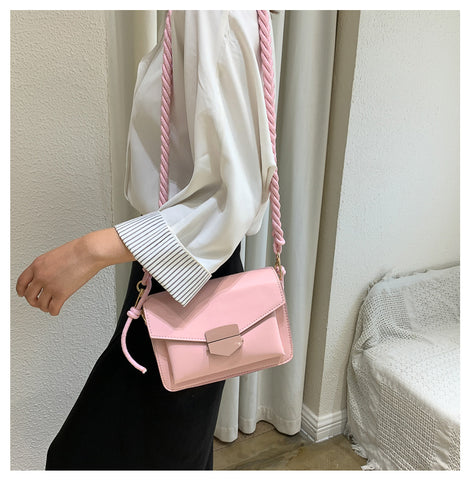 Women Girls Small Crossbody Bags Fashion Solid PU Leather Shoulder Messenger Bag Braided Strap Handbag
