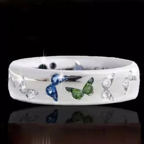 Beyprern New Rings for Women Butterfly Rings Women's Jewelry Beautifully Inlaid Mixed Color Zircon Rings Butterfly Ornament 2023
