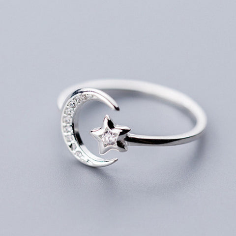 Luxury Zircon Tail Moonstone Opening Rings For Women Dolphin Cat Moon Tassel Adjustable Finger Ring Wedding Party Jewelry Gifts