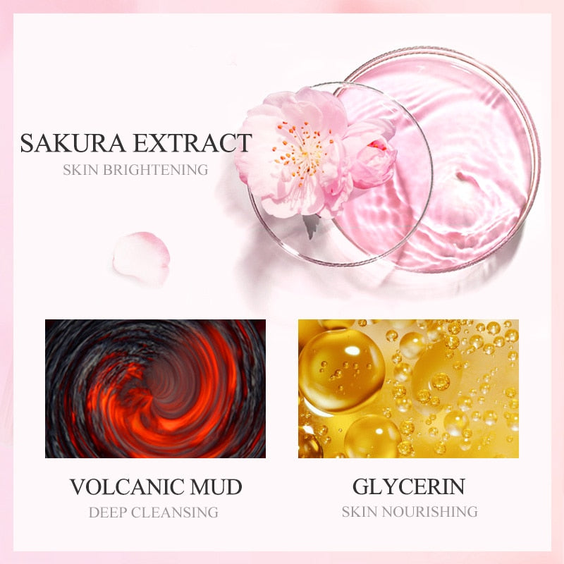 LAIKOU 7pcs Japan Sakura Mud Face Mask Anti Wrinkle Night Facial Packs Skin Clean Dark Circle Moisturize Anti-Aging Skin Care
