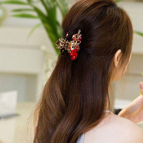 Vivid Flower Hair Claws for Women Vintage Hair Jewelry Charm Big Rhinestone Crystal Crab Clip Wedding Hair Accessories Hairpin