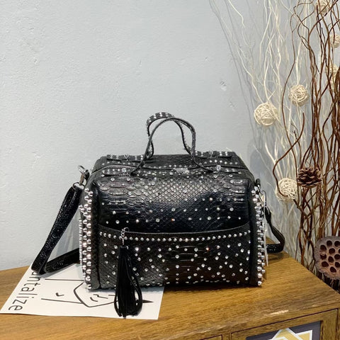 Hand Bags For Women Purses And Handbags Luxury Designer Rivet Rhinestone Shoulder Bag Large Capacity Travel  Shopper Tote Bag
