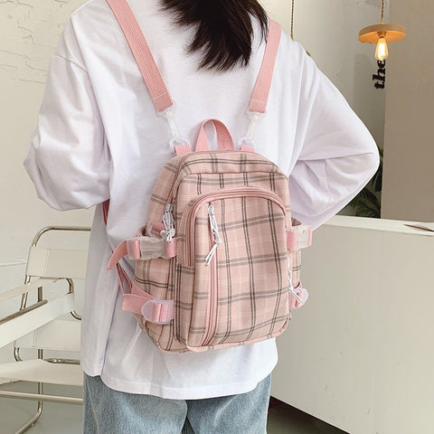 Backpacks Women Plaid Sweet Kawaii Small Students Schoolbag Preppy Fashion Womens Korean Style Backpack 2020 Travel Shoulder Bag