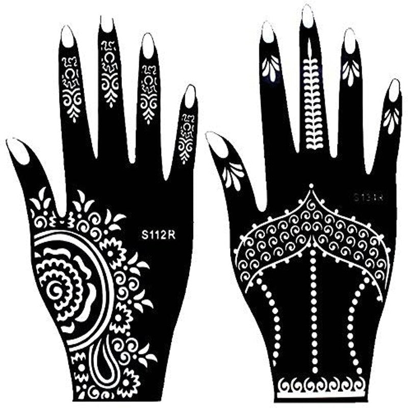 8 Sheets India Henna Tattoo Stencil Set for Women Girls Hand Finger Body Paint Temporary Tattoo Templates 20 X 10.5cm
