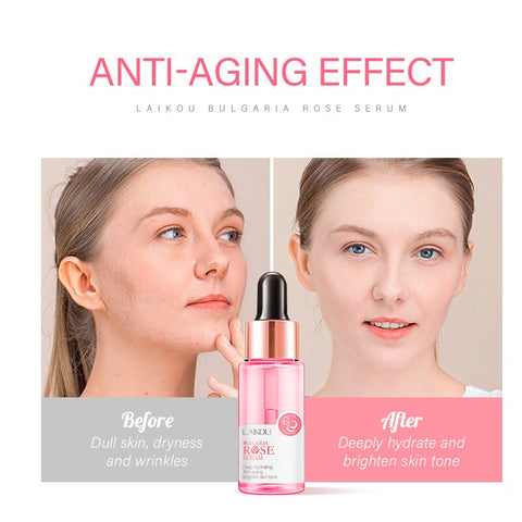 LAIKOU Bulgaria Rose Face Serum Deep Moisturizing Hydrating Anti Aging Brighten Skin Tone Remove Spots Shrink Pores Skin Care