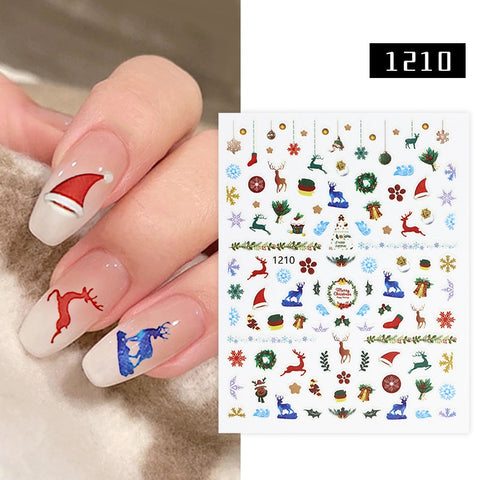 Christmas gifts Christmas Nail Stickers 3D Self-Adhesive Santa Clause Nail Sliders Snowflake Stickers For Nails Nail Art For Nail Decoration