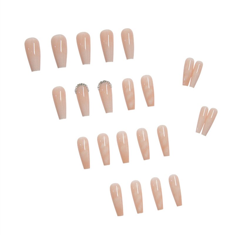 Thanksgiving Day Gifts Nude Ombre Fake Nails Set Press On Faux Ongles With Rhinestone Designs