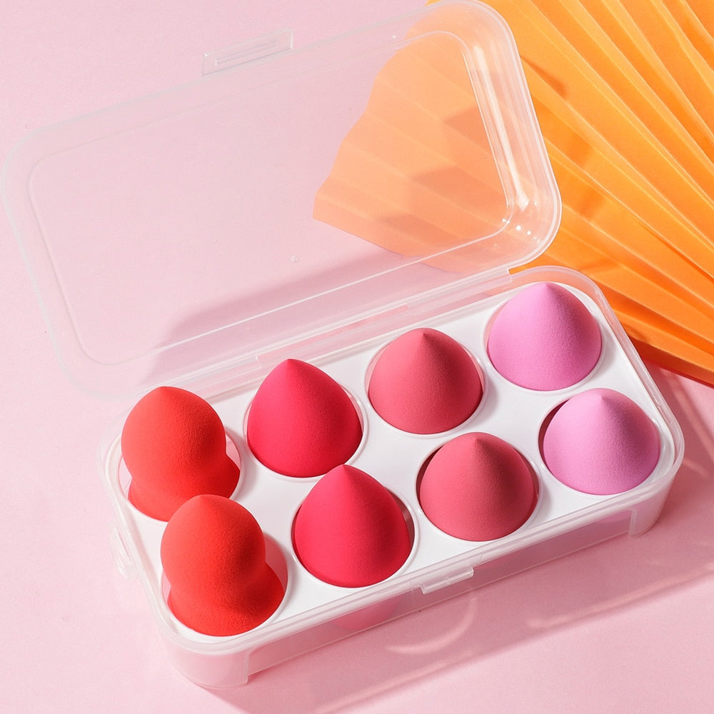 8pcs New Beauty Egg Set Gourd Water Drop Puff  Makeup Puff SetColorful Cushion Cosmestic Sponge Egg Tool Wet and Dry Use