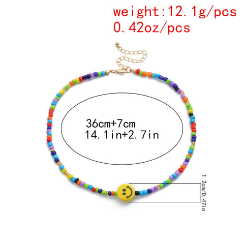 DIEZI Simple Multicolor Acrylic Beads Necklace Women Girls Short Necklace Yellow Smile Face Choker Collares Necklace Jewelry