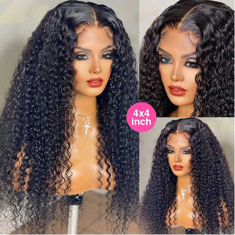 Beyprern 4X4 Deep Wave Closure Wig HD Lace Frontal Wigs Wet And Wavy Curly Lace Front Human Hair Wigs Raw Indian Deep Wave Frontal Wig
