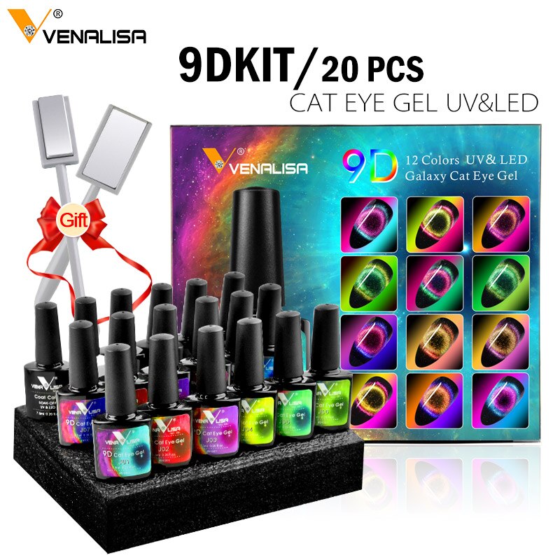 20pcs/kit Galaxy 9D Gel Varnish Cat Eye Magic Chameleon Gel Lacquer Nail Art Manicure Venalisa Starry Magnetic Multicolor Gel