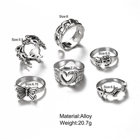 Beyprern 10Pcs Punk Silver Color Chain Rings Set For Women Girls Fashion Pearl Irregular Finger Rings 2023 Female Knuckle Jewelry Gift