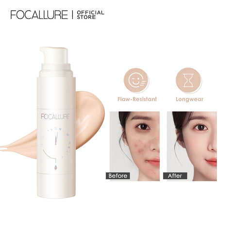 FOCALLURE Flaw-Resistant Foundation Longwear Full-Coverage Skin Care Waterproof Face Base Makeup