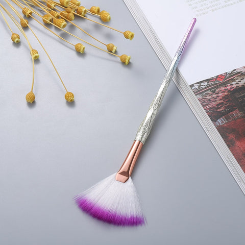 FLD  Professional Makeup Brush Diamond  Face Fan Powder Brush High Quality Makeup Tool Blush Kit