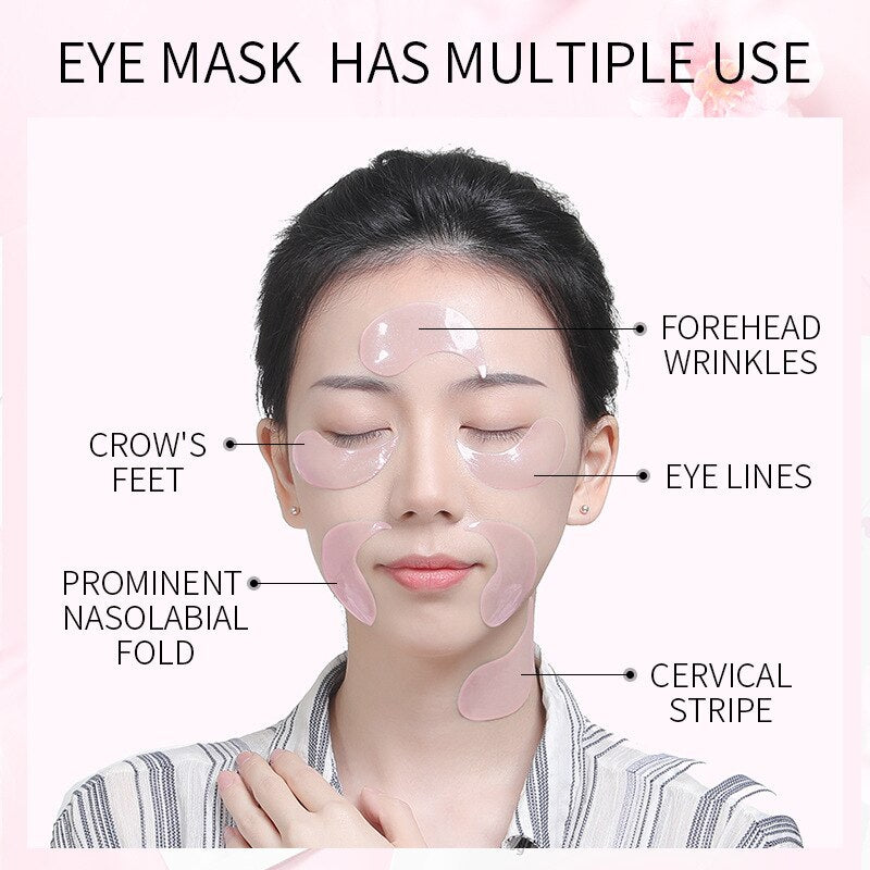 Beyprern 10Pcs=5Pairs Nonapeptide Sakura Eye Mask Collagen Moisturizing Gel Eye Patches Remove Dark Circles Anti Age Bag Eye Wrinkle Care
