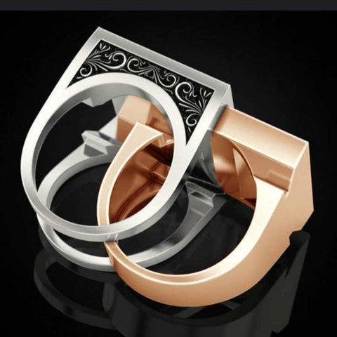 New 2021 Trend Rings for Men Luxury Jewelry Golden Vintage Pattern Hollow Set European and American Fashion Rings Wholesale