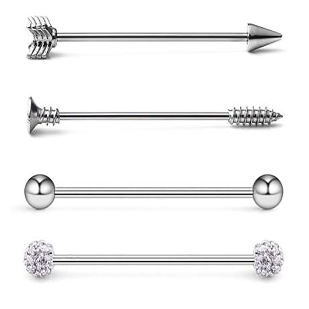 Stainless Steel Heart Industrial Piercing Set Arrow Industrial Barbell Lot Crystal Industrial Piercing Bar Bulk Cartilge Earring