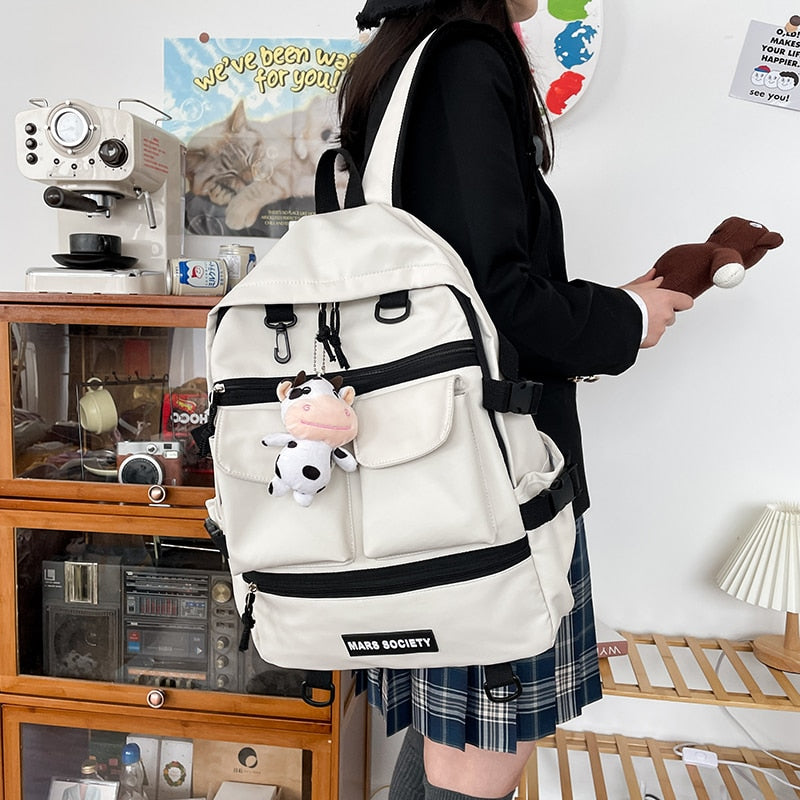 Cute Panelled Cow Print Backpack Women Fashion Large Capacity Laptop Backpacks for Teenager Girls Waterproof Travel School Bag