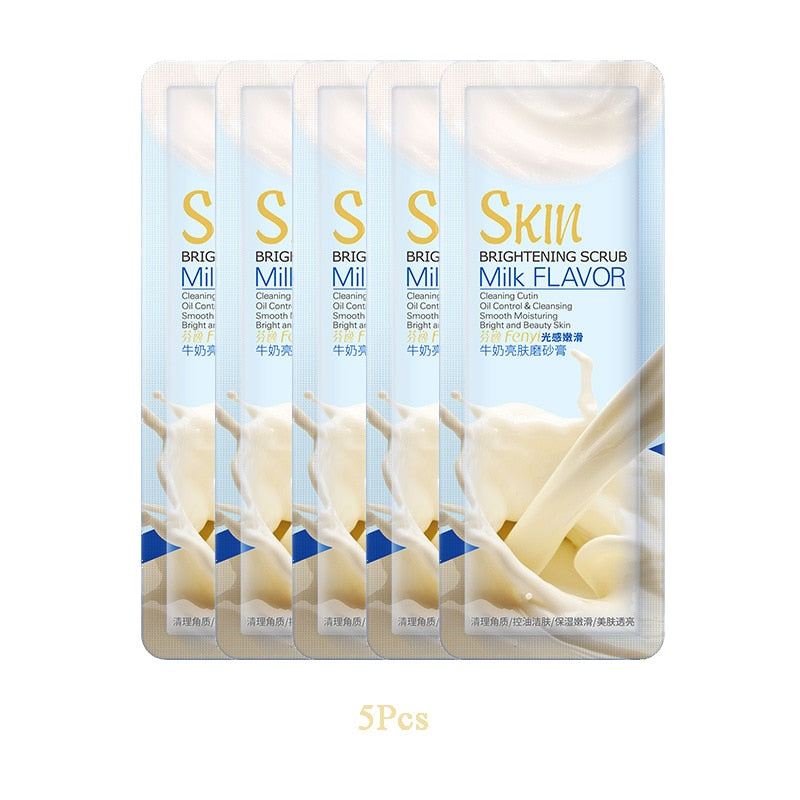 Bag Exfoliating Milk Flavor Scrub Remove Acne Brightening Body Face Cleansing Mud Cream Nicotinamide Skin Rejuvenation Spa