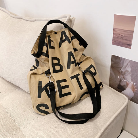 Letter Designer Large Capacity Canvas Big Shoulder Crossbody Bag for Women 2022 Summer Fashion Casual Purses and Handbags