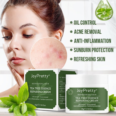 Effective Tea Tree Oil Acne Treatment Face Cream Oil Control Anti Acne Shrink Pores Whitening Acne Cream Skin Care 50ml
