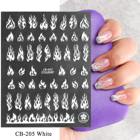 Silver Glitter French Line Nails Stickers Sparkly White Oblique Strip Decals 3D Creative Geometry Star Manicure Tips CHSTZ-CS068