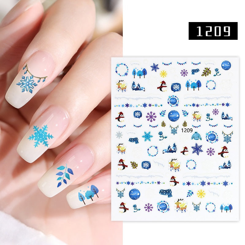 Christmas gifts Christmas Nail Stickers 3D Self-Adhesive Santa Clause Nail Sliders Snowflake Stickers For Nails Nail Art For  Women Manicure