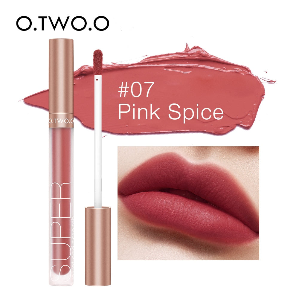 O.TWO.O Matte Velvet Liquid Lipstick Waterproof Rich Color Long Lasting Lips Makeup Lightweight Lip Gloss 12 Color