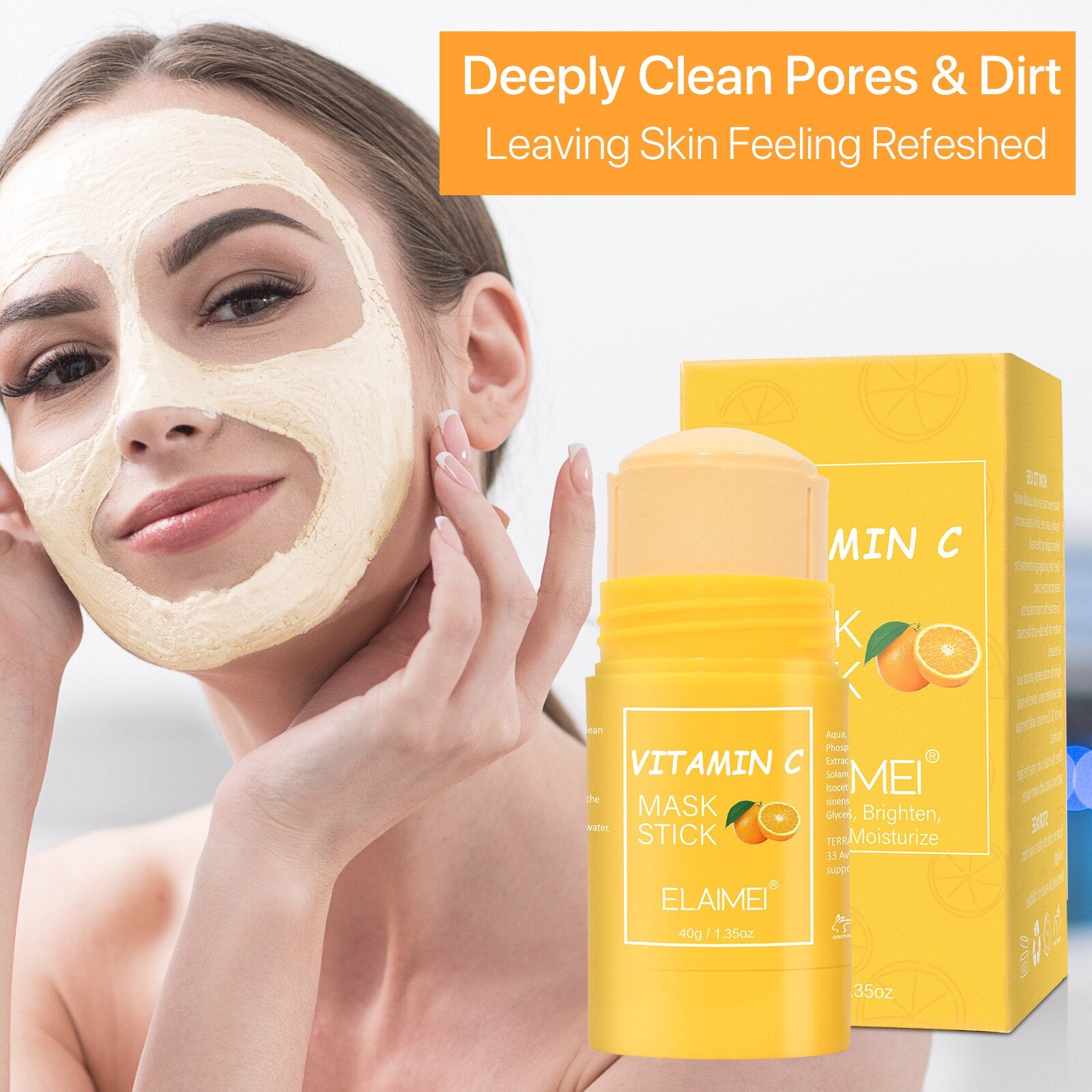 Cleansing VC Stick Vitamin C Stick Mask Purifying Clay Stick Face Mask Oil Control Anti-acne Remove Blackhead Fine Pores Mud
