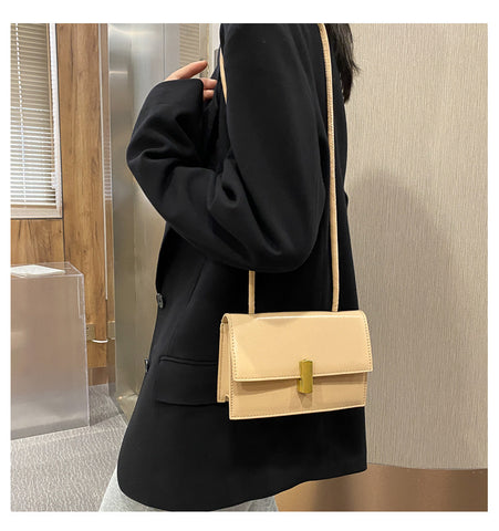 Women's Handbag 2022 Korean Retro Square Bag PU Leather Shoulder Strap Messenger Bag Simple Casual Crossbody Bags