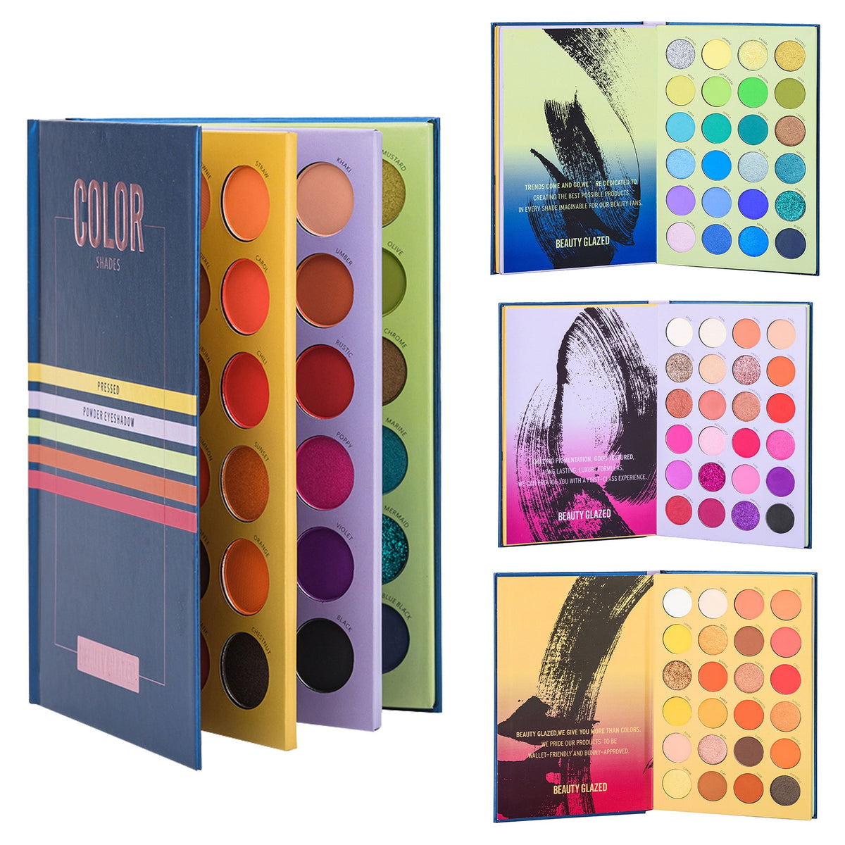 72 Colors Eyeshadow Palette Glazed Three-layer Book Style Make Up Cosmetic Highlight Matte Pearlescent Eye Shadow Makeup Palette