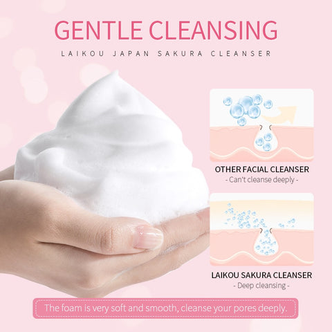 Beyprern Japan Sakura Gentle Cleansing Facial Cleanser Shrink Pores Deep Clean Oil Control Remove Blackhead Moisturizing Skin Care