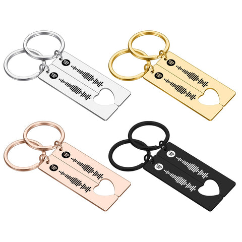 Personalized Spotify Code Keychain Heart Couple Keychain Custom Music Spotify Scan Code Key Chain Gift Valentine's Day Gift