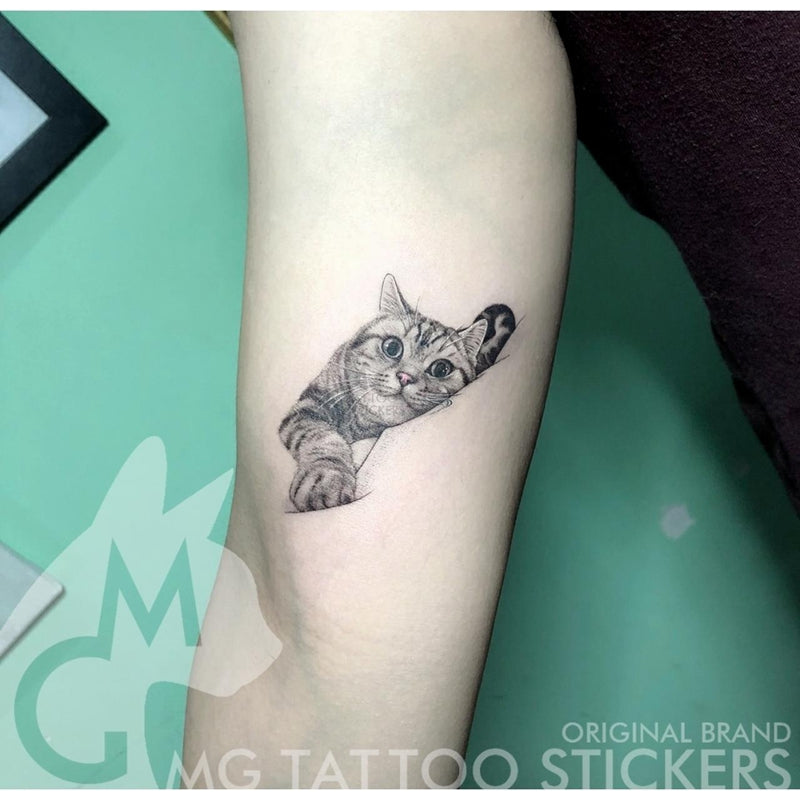 Beyprern Back to school Tatoo Waterproof Cat Japanese Cute Pet Arm Semi Permanent Tattoo Cat Animal Funny Tattoo Sticker Temporary Tattoos For Men Women