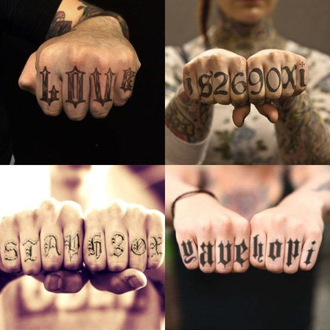 5Sheet Black Elglish Letters Finger Temporary Tattoo Stickers Hand Art Fake Tatto  Black Butler Block Tatoo Men
