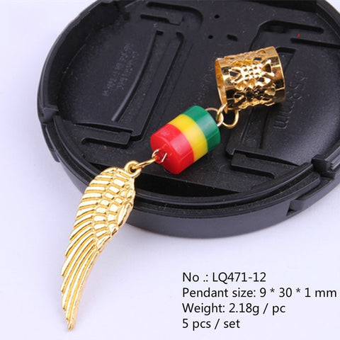 5 Pcs/pack Gold Different 14 Styles Hair Braid Dread Dreadlock Beads Rings Easy To Use Cuffs Braid Rings Hair Jewelry Pendants