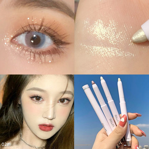 1PC Champagne Gold Silkworm Pencil Pearlescent Eyeshadow Pen Long-lasting Waterproof Glitter Shiny Matte Eye Shadow Pen Stick