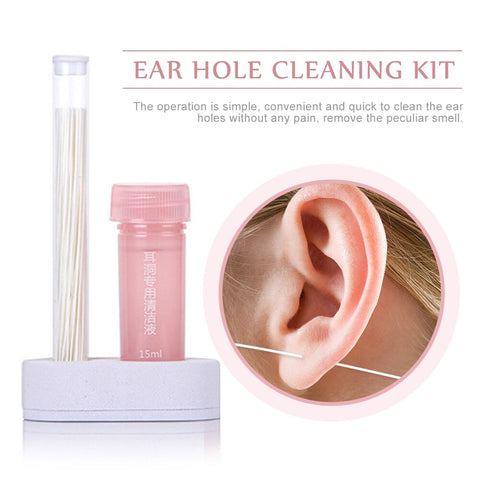 70Pcs Pierced Ear Cleaning Set Herb Solution Paper Floss Ear Hole Aftercare Tools Kit Disposable Earrings Hole Cleaner
