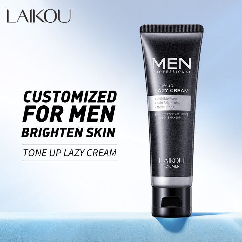 50g LAIKOU Men'S Lazy Cream Invisible Pores Oil-Control Natural Whitening Concealer Skin Brighten Primer Base Makeup  BB Cream
