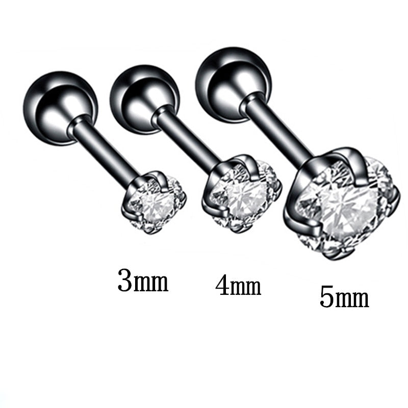 3PCS Crystal Tragus Piercing Earring Set Zircon Cartilage Earrings Stud Set Labret Lip Piercing Bulk Ear Lobe Earring Conch Lot