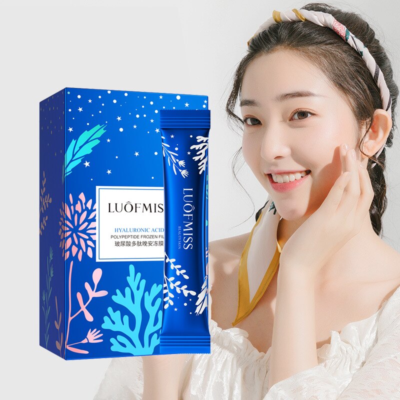 20 Pieces Hyaluronic Acid Polypeptide Frozen Facial Sleeping Masks Anti-Aging Oil-control Moisturizing Whitening Mask For Face